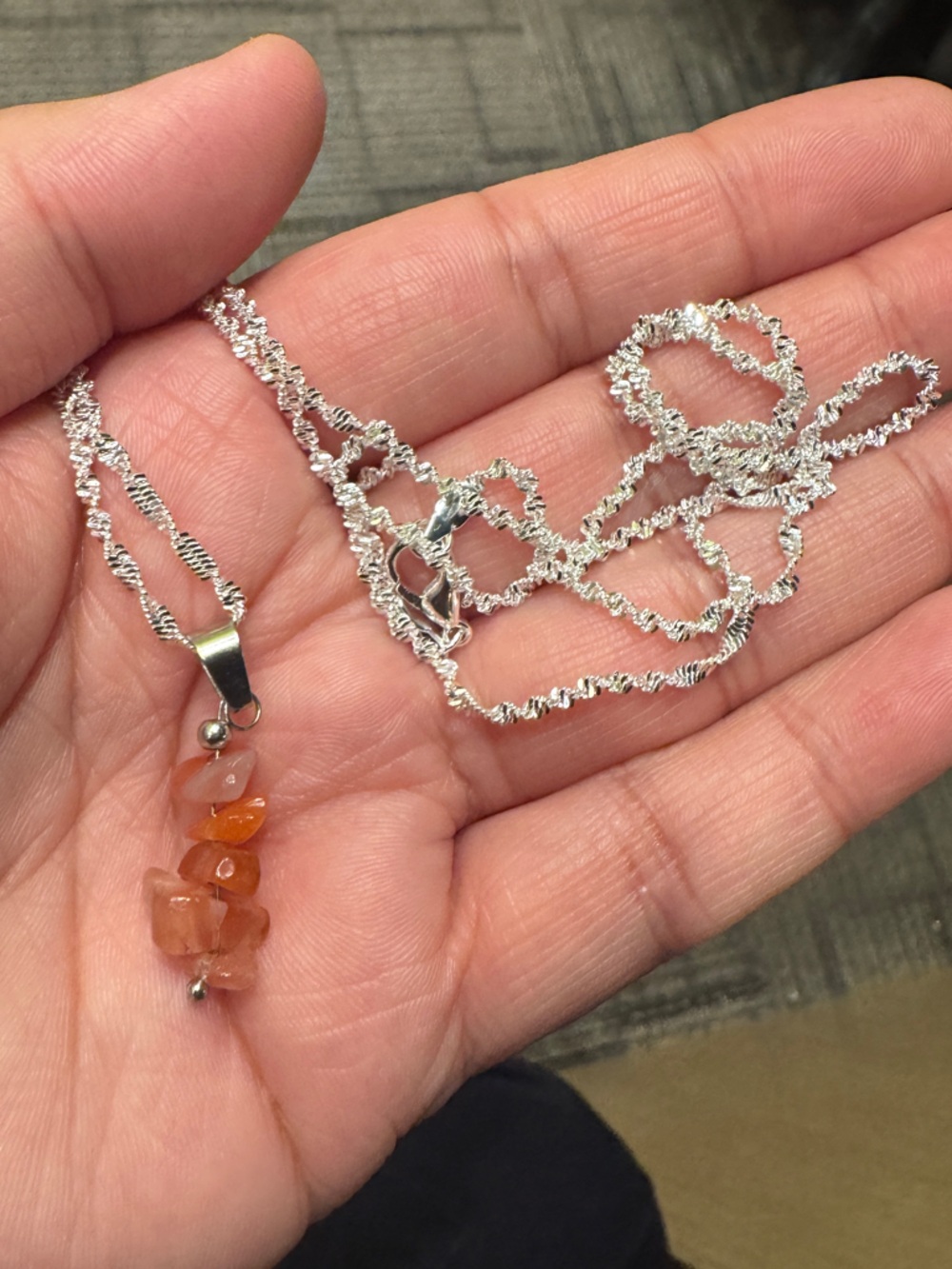 Carnelian Chip Pendant Necklace - Women Jewelry - Picture 7 of 9